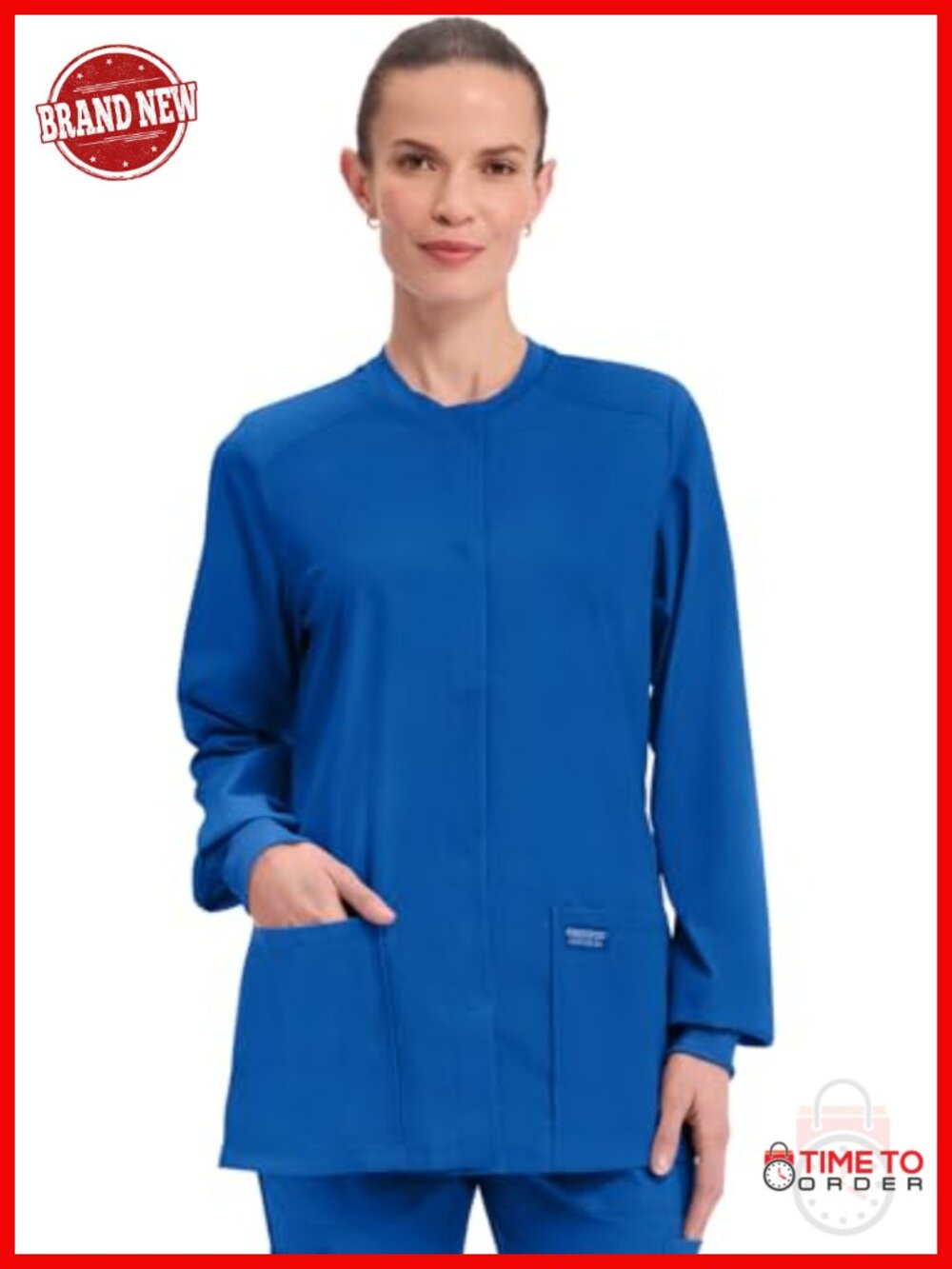 Women's Snap Front Scrub Jacket Long Sleeve Medical Workwear
